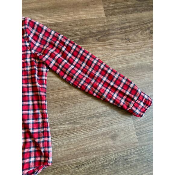 Gap Mens Red Black White Flannel Button Up Plaid Shirt Size Medium Cotton - Picture 7 of 9